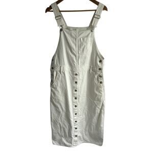 Levi’s Women’s Size Large Cotton White Tico Jumper Overall‎ Denim Midi Dress